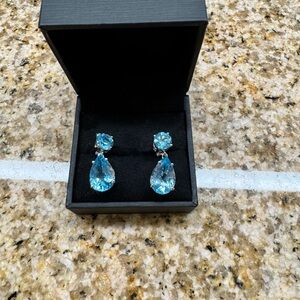 9 1/4 Ct. t.w. Blue Topaz drop earrings sterling silver.